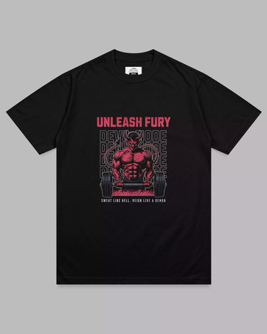 Unleash Fury: Devil Black Unisex Gym Tee